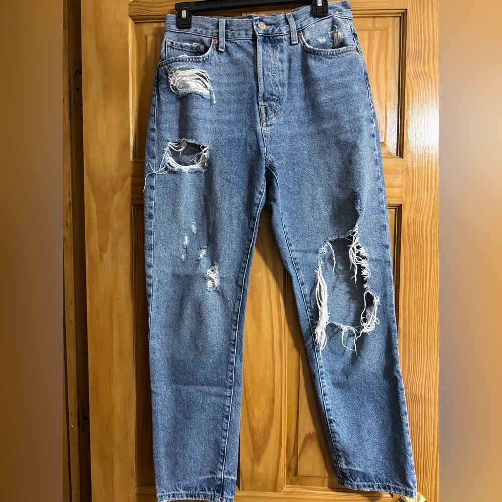 Forever 21 Ripped Blue Boyfriend Jeans